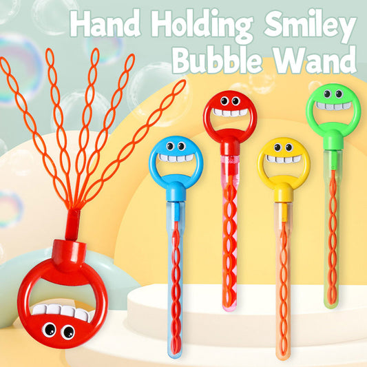 Hand Holding Smiley Bubble Wand